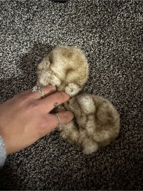 Source Unknown Faux Fur Pom Pair - Light Brown